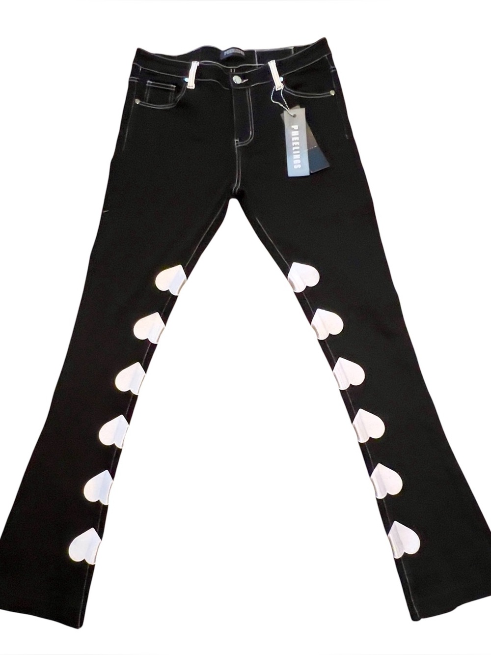 NWT Pheelings Black Heart-Accent Flared Jeans size 34